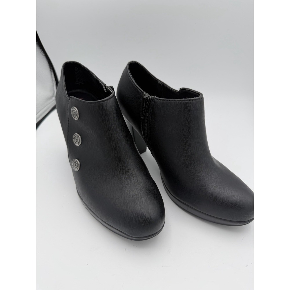 Rialto Penston Black Ankle Booties Women's 7M Zip Button Accent 3" Heel.    1772